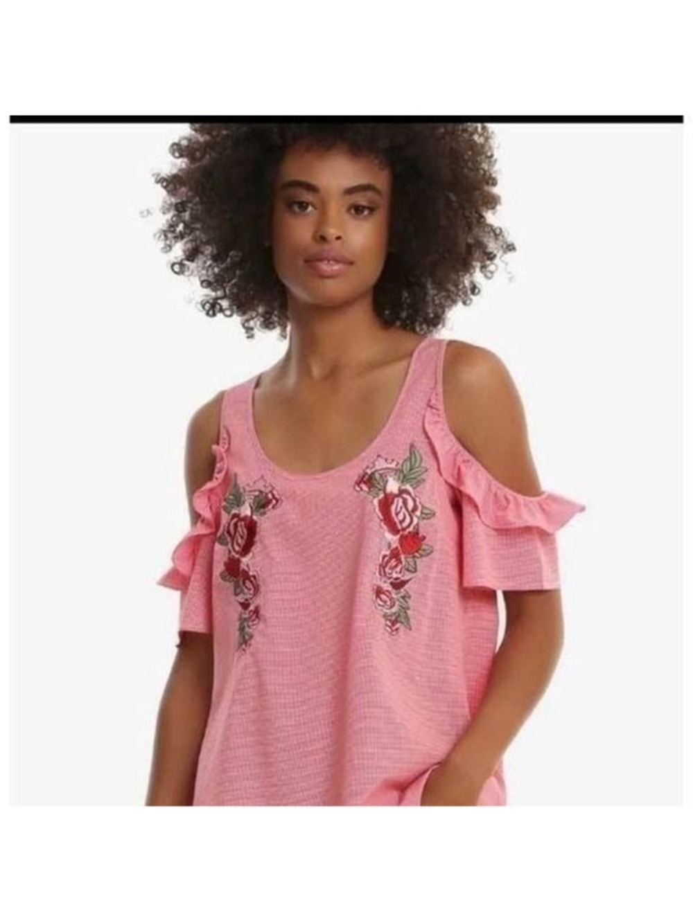 Hot Topic Disney Princess Gingham Cold Shoulder Top (Sz Med)